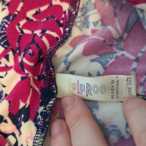 LuLaRoe pink and purple floral leggings OS - Picture 2 of 2